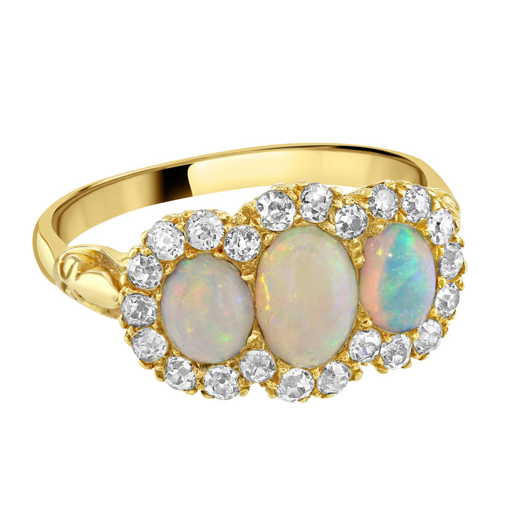 Pre-Owned Opal and Diamond 18ct Yellow Gold Ring - Michael Jones Jeweller