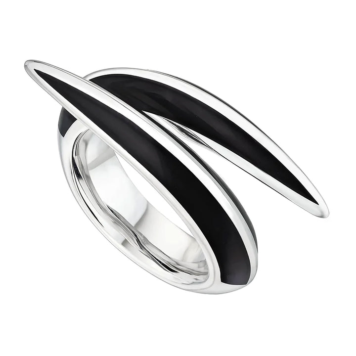 Shaun Leane Sabre Deco Silver Ceramic Crossover Ring