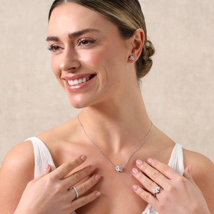 Brown & Newirth Created 2.58ct Pink And White Laboratory Grown Diamond Toi Et Moi Platinum Necklace