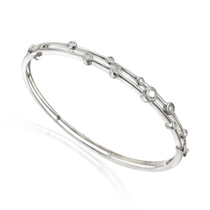 Diamond Set 0.63ct18ct White Gold Bangle