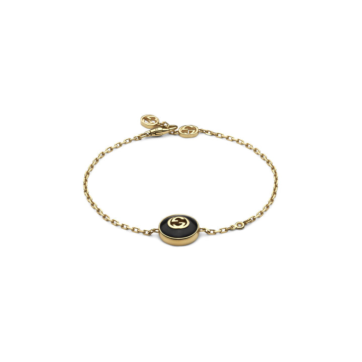 Gucci Interlocking G Onyx and Diamond 18ct Yellow Gold Bracelet - Michael Jones Jeweller