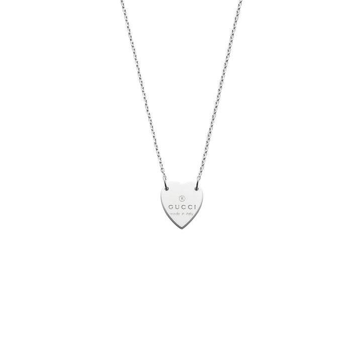 Gucci Trademark Silver Heart Necklace 48cm