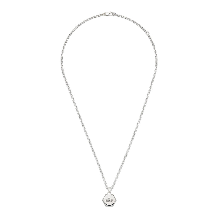 Gucci Trademark Silver Hexagonal Necklace 50-55cm