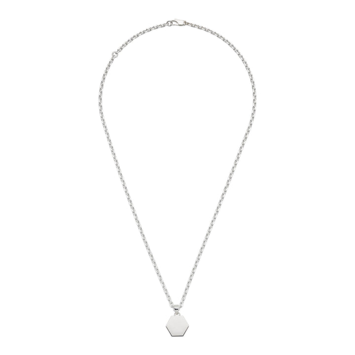 Gucci Trademark Silver Hexagonal Necklace 50-55cm