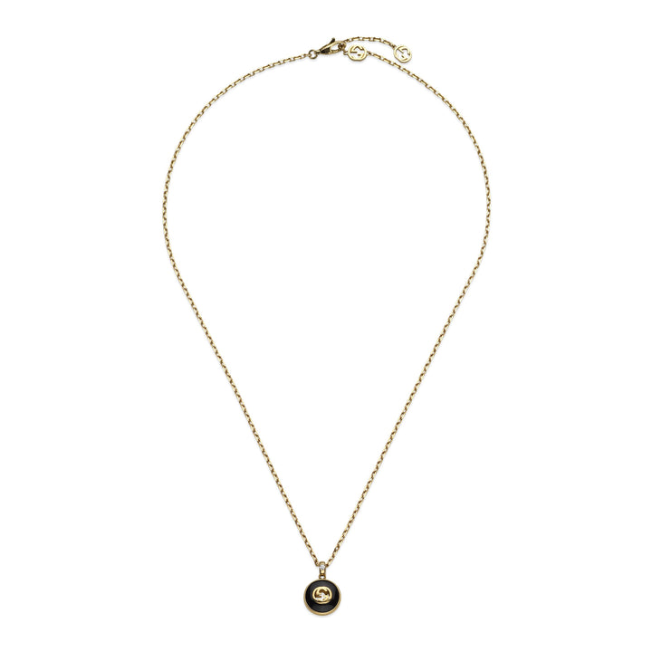 Gucci Interlocking G Onyx and Diamond 18ct Yellow Gold Necklace - Michael Jones Jeweller