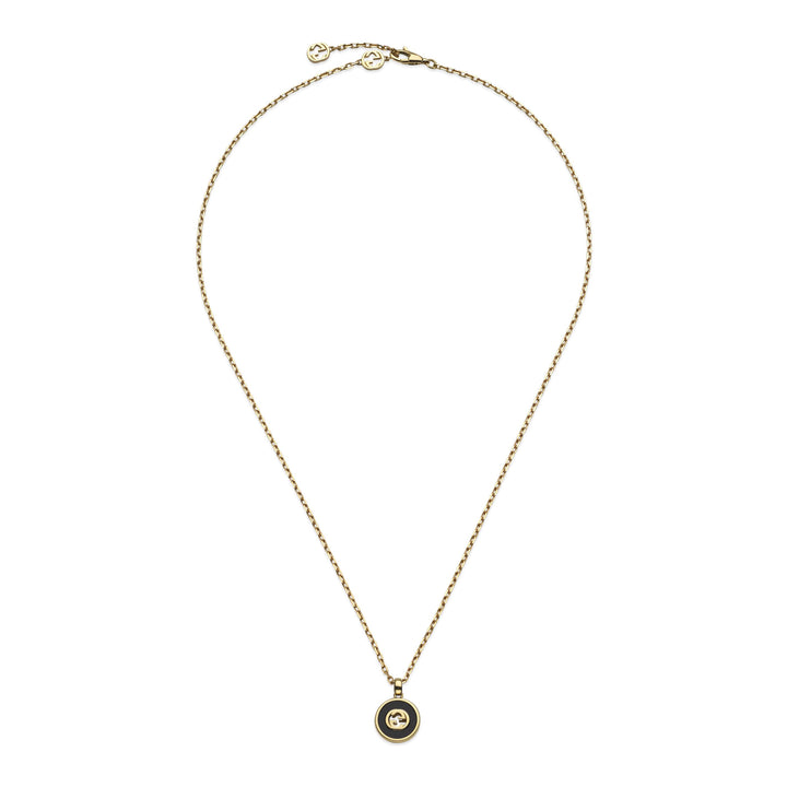 Gucci Interlocking G Onyx and Diamond 18ct Yellow Gold Necklace