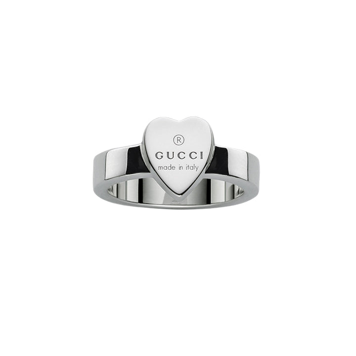 Gucci Trademark Silver Thin Heart Ring Size Q-R