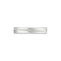 Gucci Interlocking G 4mm Diagonal Silver Ring Size Q-R