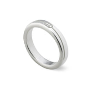 Gucci Interlocking G 4mm Diagonal Silver Ring Size O-P