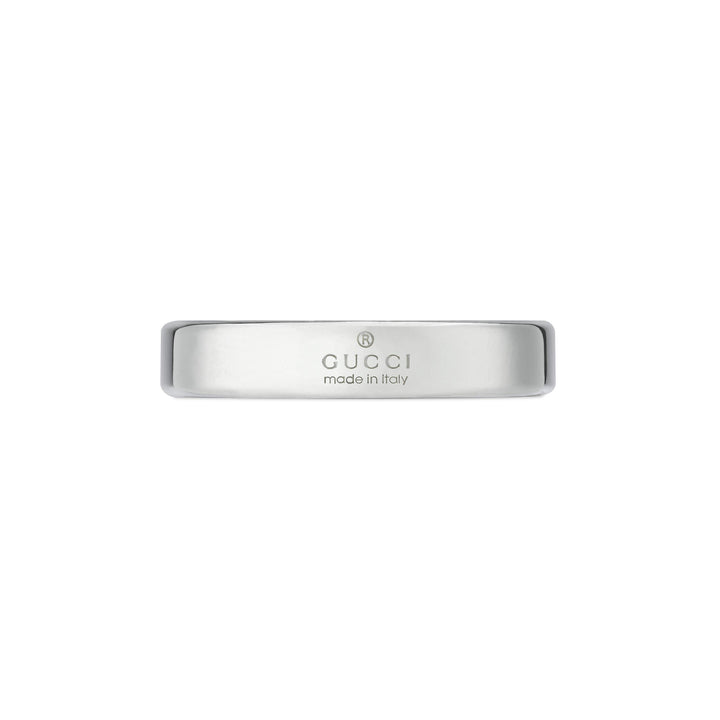 Gucci Interlocking G 4mm Diagonal Silver Ring Size S-T - Michael Jones Jeweller