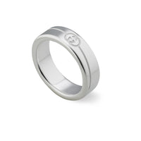 Gucci Interlocking G 6mm Diagonal Silver Ring Size T-U