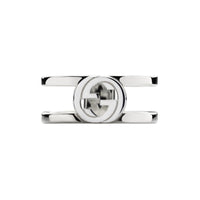 Gucci Interlocking Wide Silver Ring Size T-U