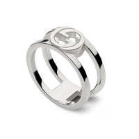 Gucci Interlocking Wide Silver Ring Size T-U