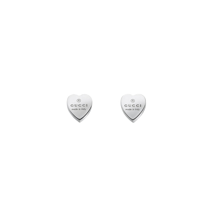 Gucci Trademark Silver Heart Stud Earrings