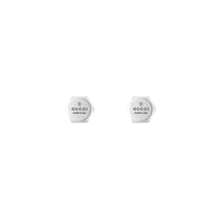 Gucci Trademark Silver Hexagonal Stud Earrings - Michael Jones Jeweller