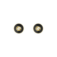 Gucci Interlocking G Onyx and Diamond 18ct Yellow Gold Stud Earrings