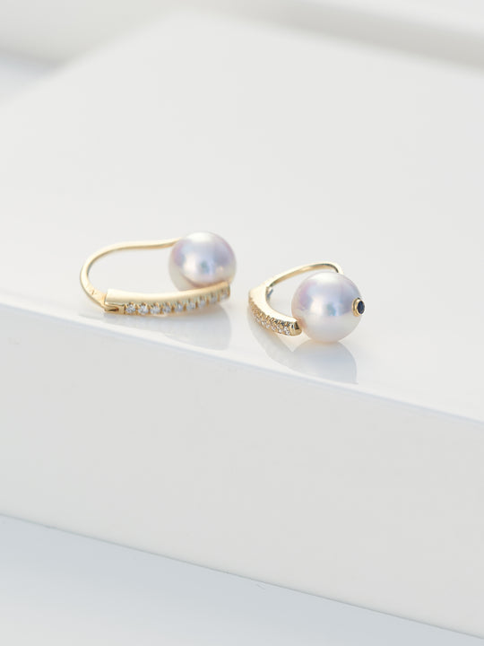 Yana Nesper Akoya Pearl and Diamond 18ct Yellow Gold Drop Earrings