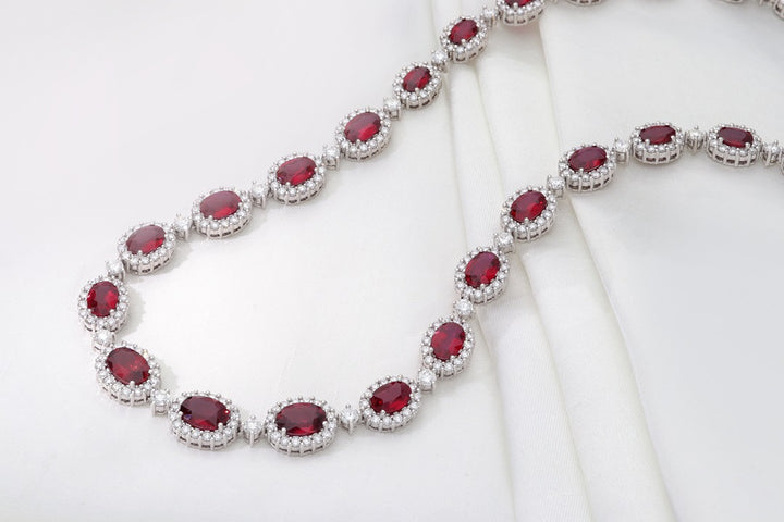 Ruby and Diamond 18ct White Gold Necklet