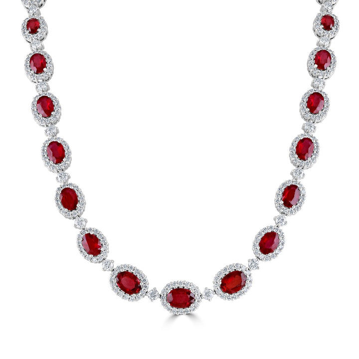 Ruby and Diamond 18ct White Gold Necklet