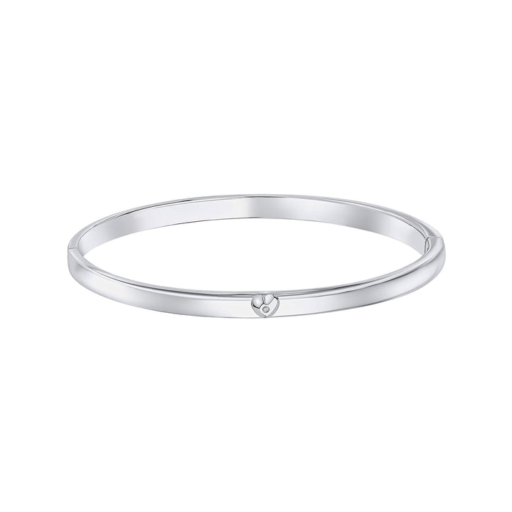 D for Diamond Child's Heart Motif Hinged Maiden Bangle