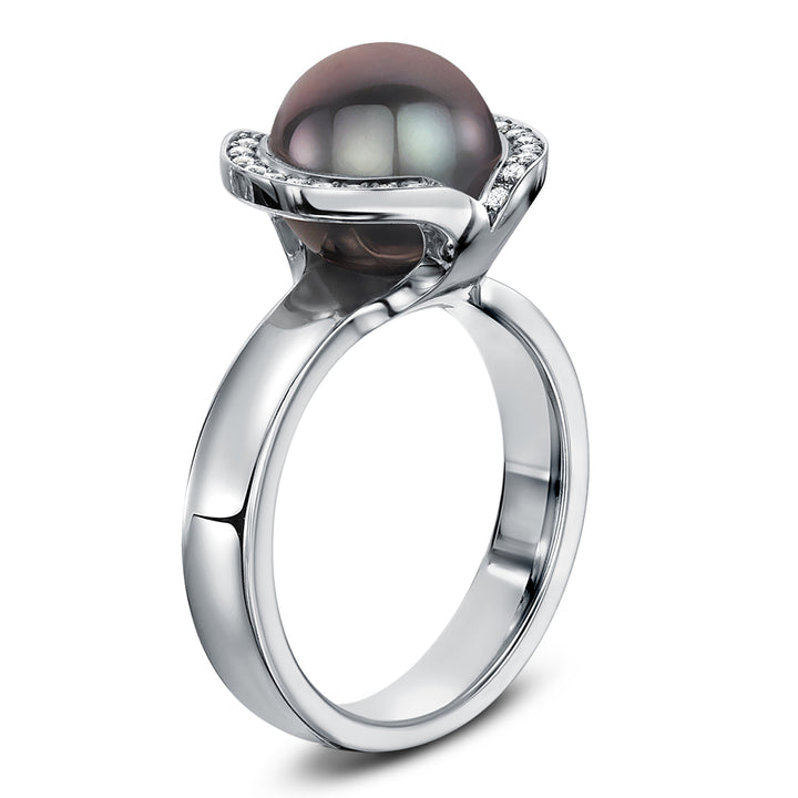 Andrew Geoghegan Celestial Tahitian Pearl 18ct White Gold Ring - Michael Jones Jeweller