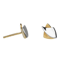 Crossover Triangular 9ct Yellow and White Gold Stud Earrings - Michael Jones Jeweller