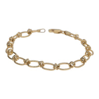 Open Oval Alternating Link 9ct Yellow Gold Bracelet