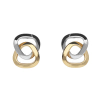 Offset Linked 9ct Yellow and White Gold Stud Earrings