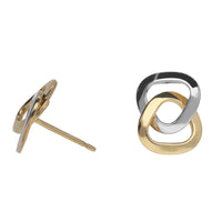 Offset Linked 9ct Yellow and White Gold Stud Earrings