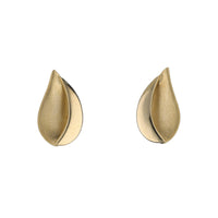 Teardrop Satin and Polished 9ct Yellow Gold Stud Earrings