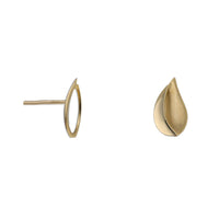 Teardrop Satin and Polished 9ct Yellow Gold Stud Earrings