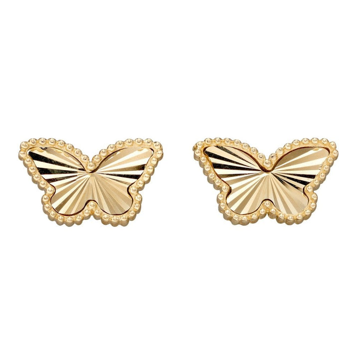 Granular Butterfly 9ct Yellow Gold Stud Earrings - Michael Jones Jeweller