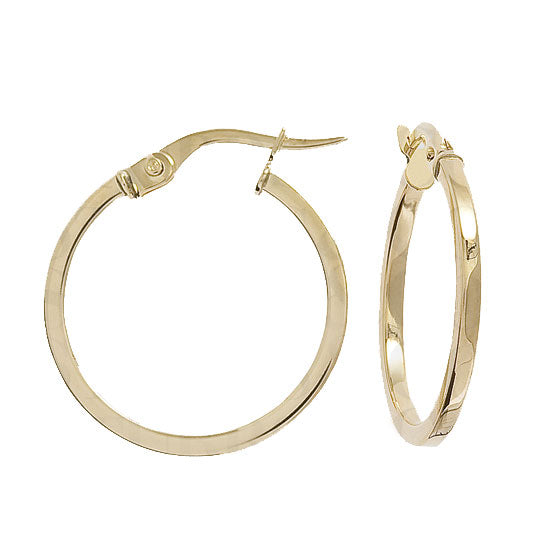 Square Section 9ct Yellow Gold Hoop Earrings