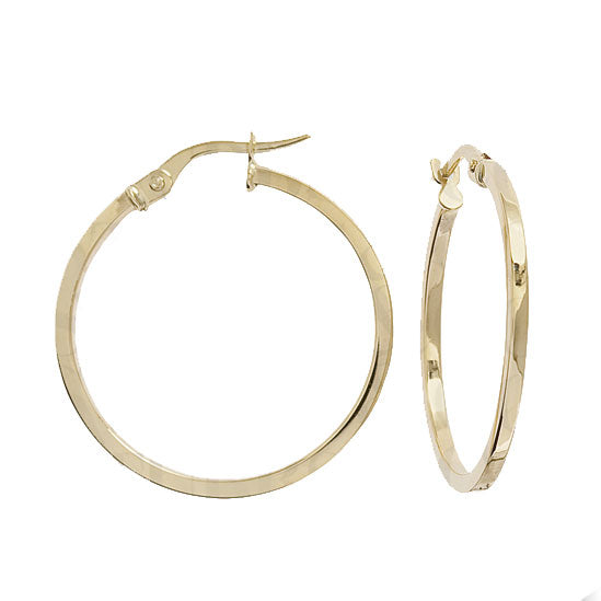 Square Section 9ct Yellow Gold Hoop Earrings - Michael Jones Jeweller