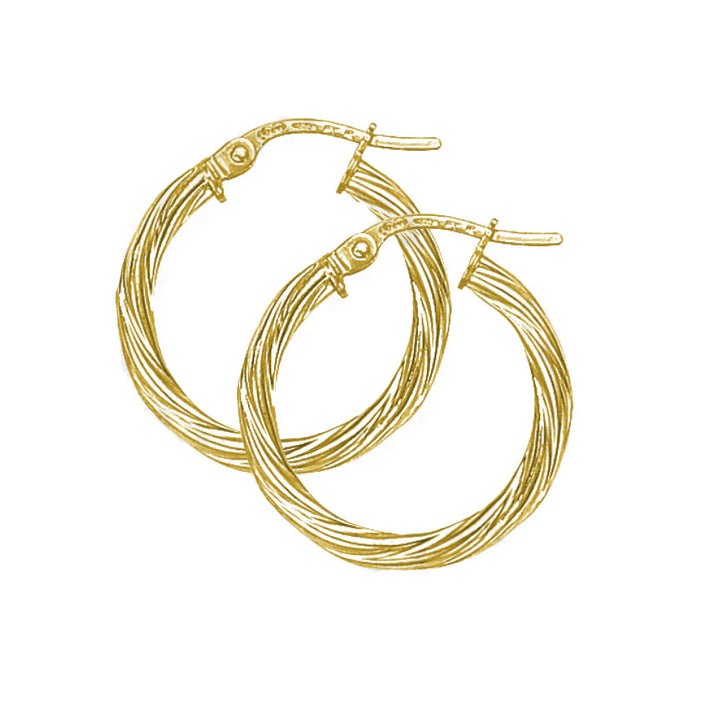 Twisted 20mm 9ct Yellow Gold Hoop Earrings - Michael Jones Jeweller