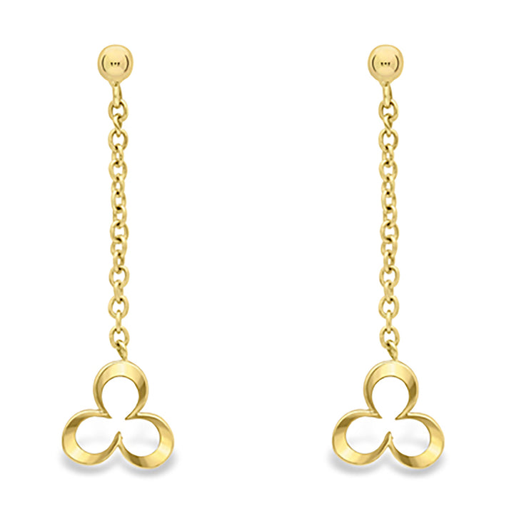 Flower 9ct Yellow Gold Drop Earrings