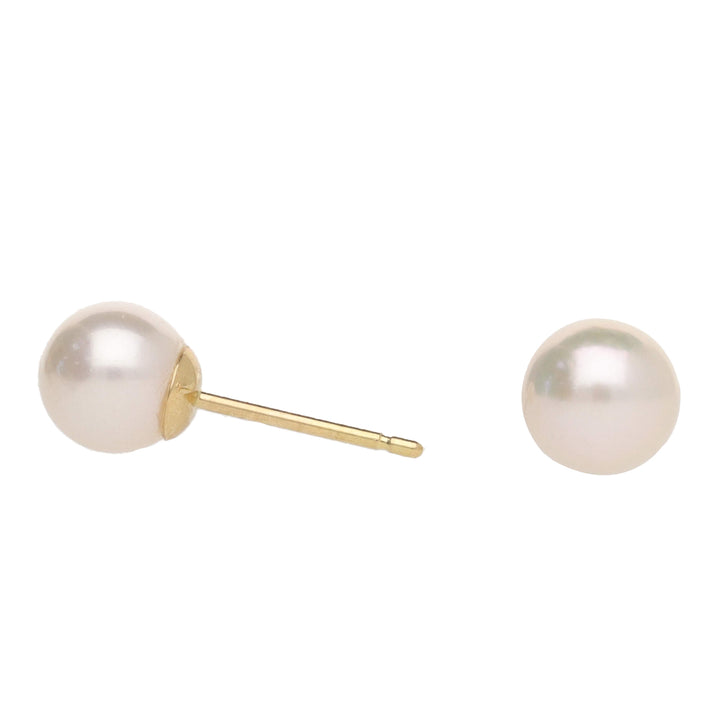 Cultured Pearl 6mm 18ct Yellow Gold Stud Earrings - Michael Jones Jeweller