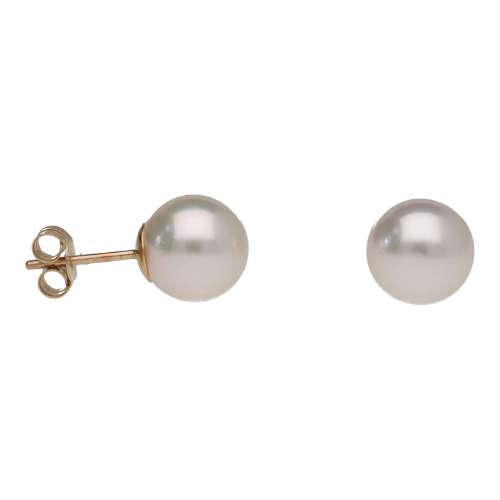 Cultured Pearl 9mm 9ct Yellow Gold Stud Earrings