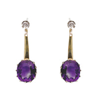 Pre-Owned Amethyst and Diamond Drop Earrings