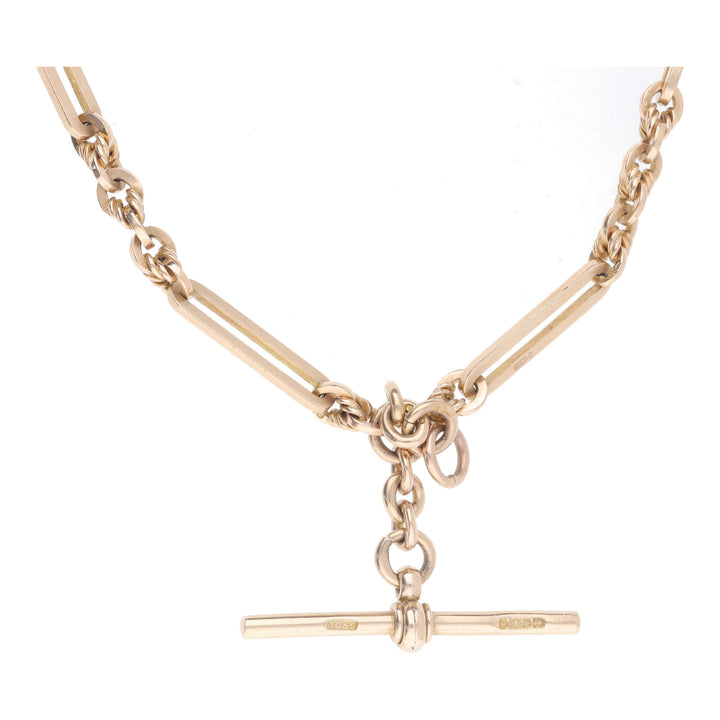 Pre-Owned 9ct Rose Gold Twisted Bar Link Albert Chain