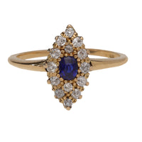 Pre-Owned Sapphire and Diamond Marquise Shape Yellow Gold Ring