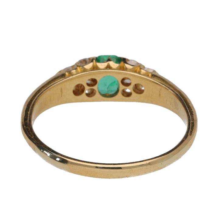 Pre-Owned Emerald and Diamond Yellow Gold Ring