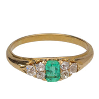 Pre-Owned Emerald and Diamond Yellow Gold Ring