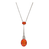 Pre-Owned Fire Opal and Diamond Drop Pendant - Michael Jones Jeweller