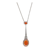 Pre-Owned Fire Opal and Diamond Drop Pendant - Michael Jones Jeweller