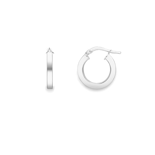 Square Tube 9ct White Gold 10mm Hoop Earrings - Michael Jones Jeweller