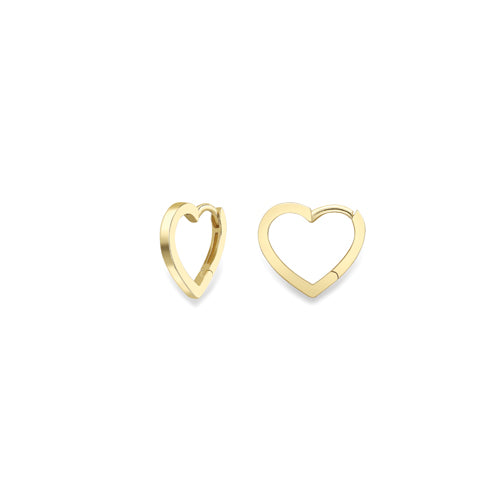 Heart 9ct Yellow Gold Huggy Hoop Earrings - Michael Jones Jeweller