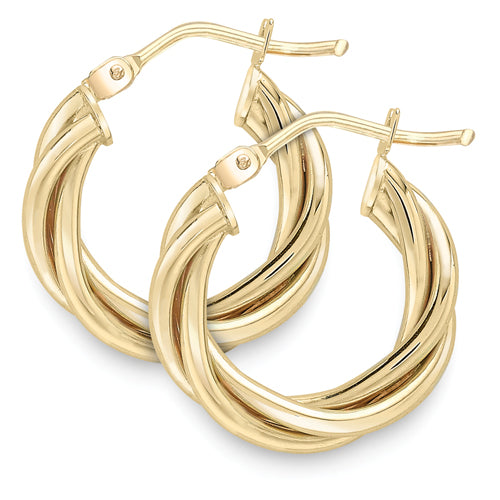 Intertwined 9ct Yellow Gold Hoop Earrings - Michael Jones Jeweller