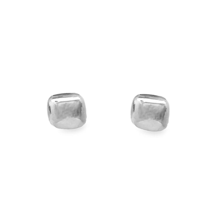 Silver Square Cushion Stud Earrings.