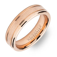 Unique Tungsten Carbide Rose Gold IP Plated Ring - Michael Jones Jeweller